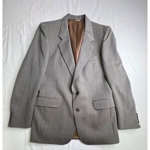 Vintage‎ Mens Herringbone Wool Blazer Sport Coat Jacket Brown Gray